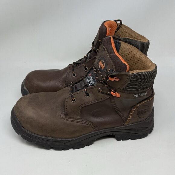 HOSS Hudson Composite Toe Work Boots Mens 9 Brown Leather Insulated Waterproof - Picture 4 of 16